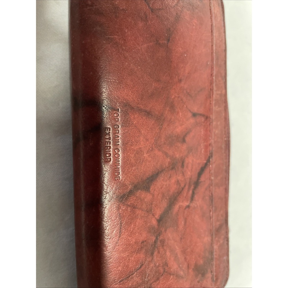 Buxton Top Grain Cowhide Wallet Women's Checkbook Snap Closure Maroon - Picture 7 of 8